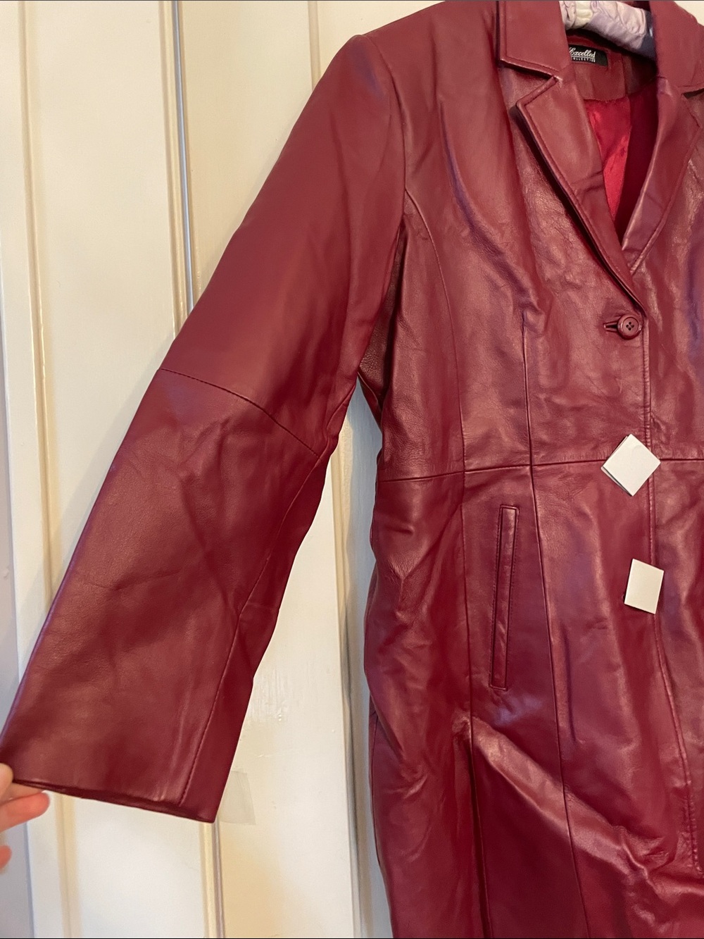 Excelled Vintage with Tags Classic Burgundy Leather Long Jacket - Picture 5 of 7